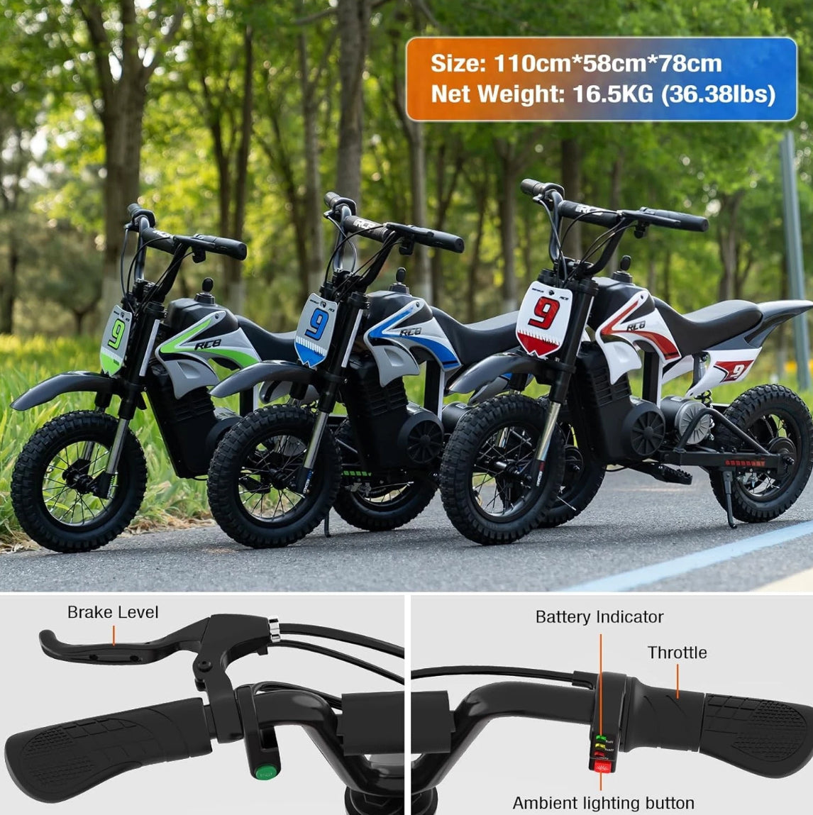 RCB R9X Pro Kids Electric Motocross Dirtbike
