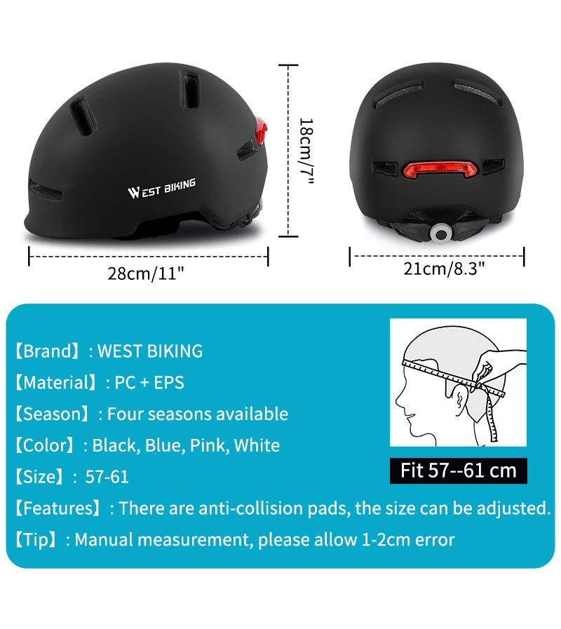 West Biking Classic Ride Helmet with LED Light